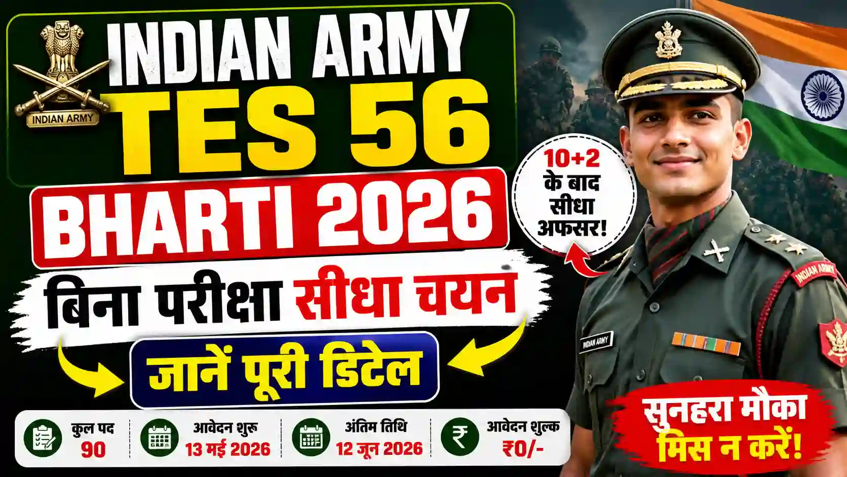 Indian Army TES 56 Bharti 2026: बिना परीक्षा सीधा चयन – जानें पूरी डिटेल
