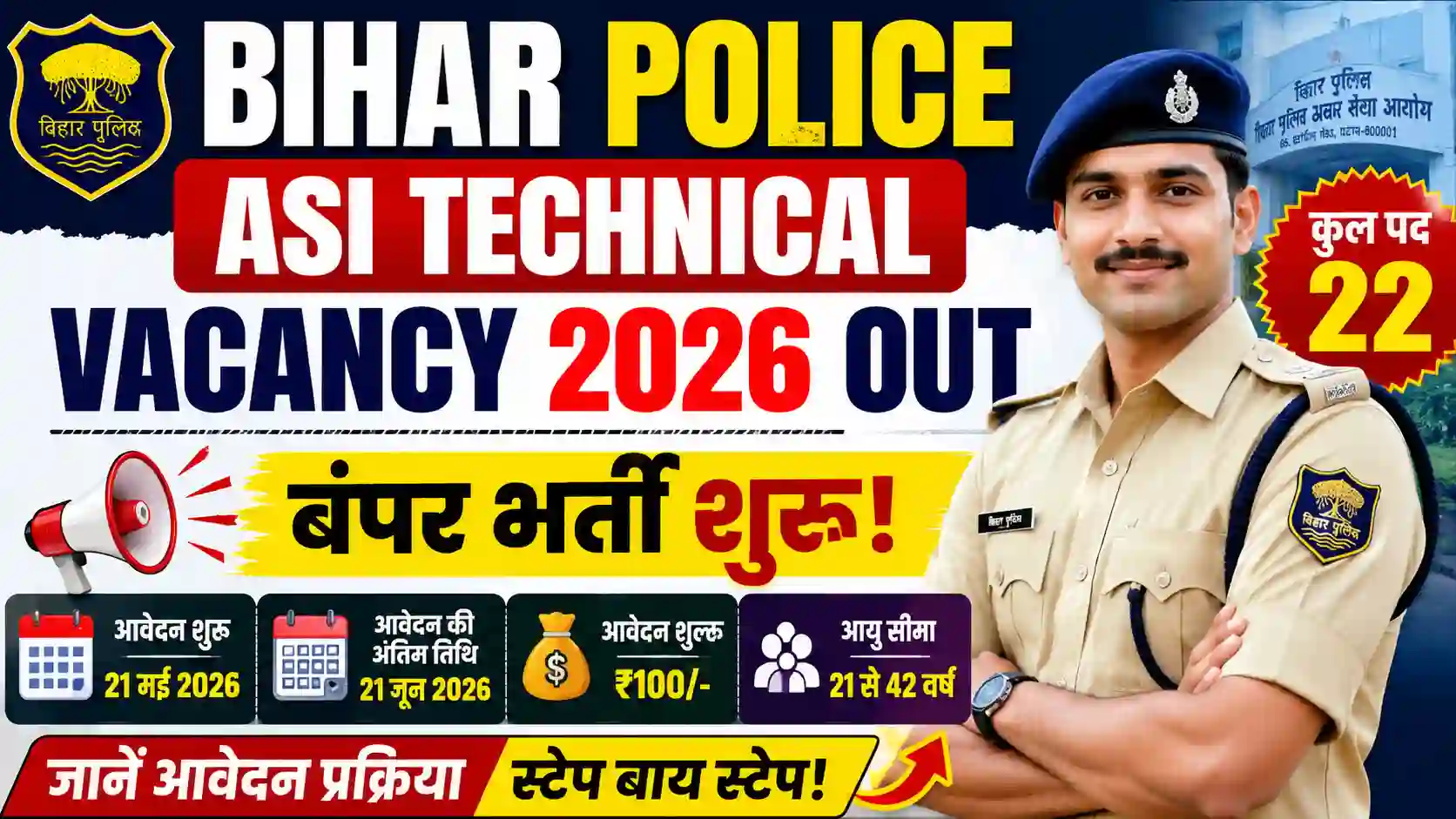 Bihar Police ASI Technical Vacancy 2026 Out: बंपर भर्ती शुरू, जानें आवेदन प्रक्रिया