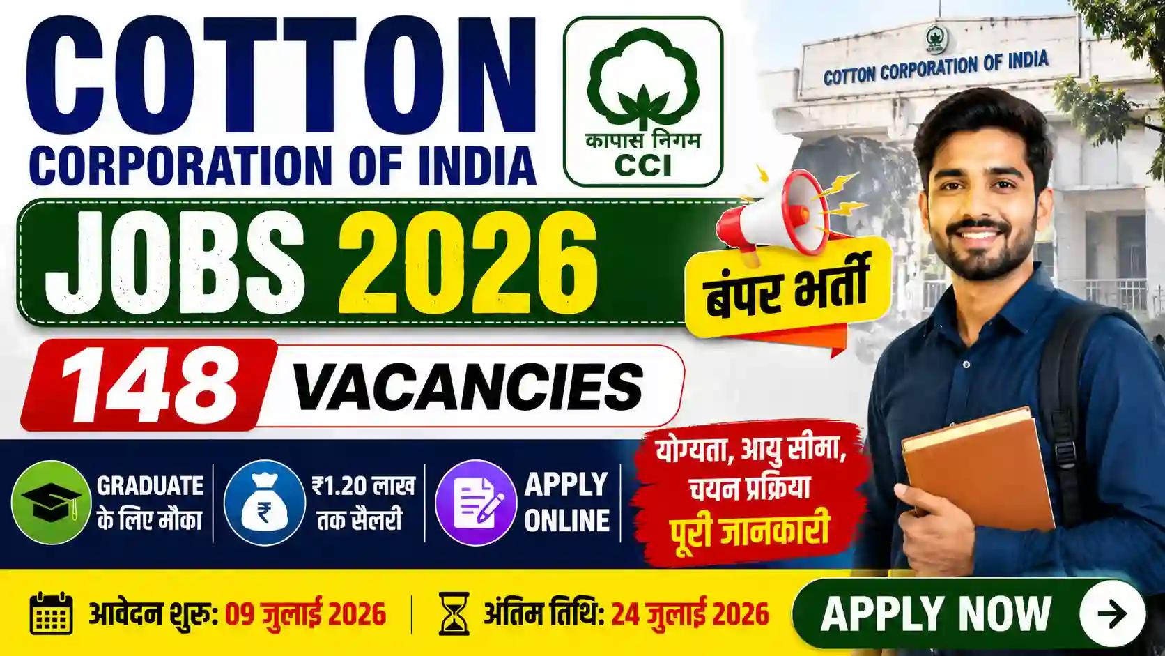 Cotton Corporation of India Jobs 2026: 148 Vacancies, Check Eligibility & Apply Online