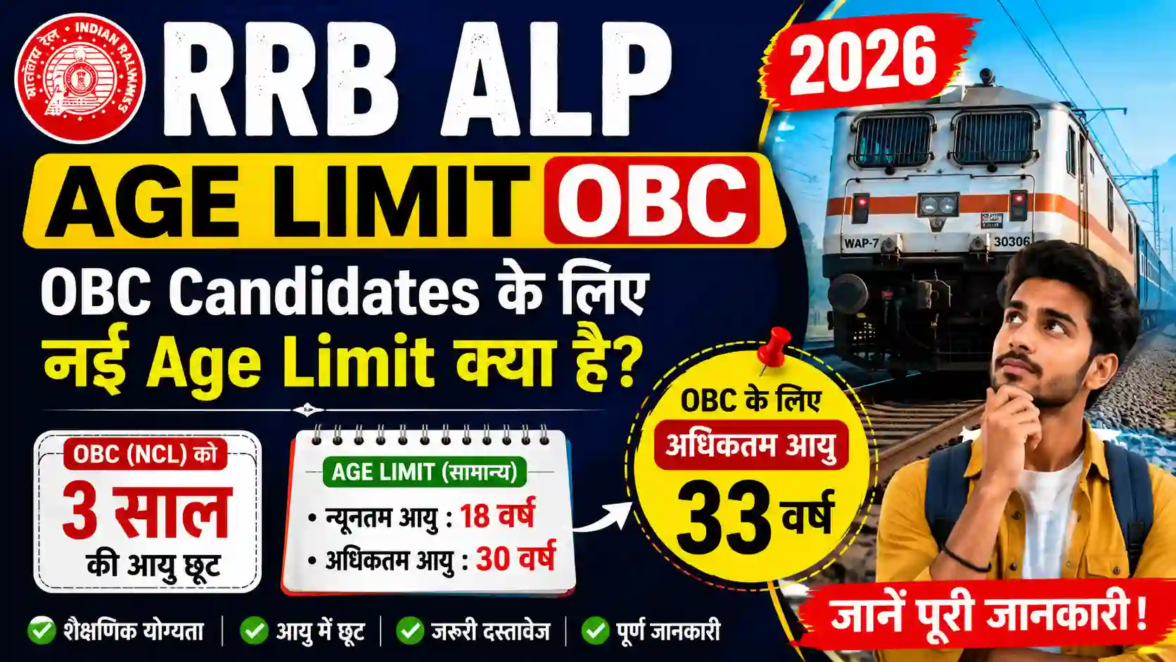 RRB ALP Age Limit OBC 2026: OBC Candidates के लिए नई Age Limit क्या है?
