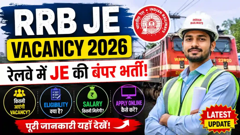 RRB JE Vacancy 2026: रेलवे में JE की बंपर भर्ती! जानें कितनी आएंगी Vacancy, Eligibility, Salary और Apply Online की पूरी जानकारी